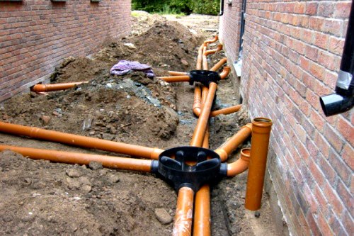 domestc drainage pipes being installed